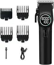 Black,Professional Men's Rechargeable Hair Clipper and Hair Trimmer, Waterproof Cordless Edgers Clippers with 4 Limiting Combs, for Haircutting and Beard Trimming