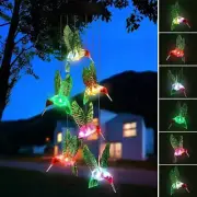 Color-Changing LED Hummingbird Solar Wind Chimes Yard Home Garden Decor Lights