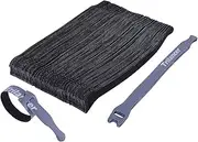 Reusable Cable Ties, Trilancer Cord Wraps, Adjustable Strap Fastener, Cable Organizer, Fastening Hook and Loop, 8 Inches, 50 PCS (Black)