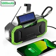 Solar Hand Crank Emergency Weather Radio, Portable Bluetooth AM/FM/NOAA Weather Radio, Waterproof with LED Flashlight, for Cell Phone Charge