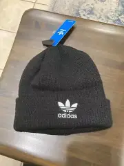 NWT ADIDAS Originals Trefoil Youth Cuffed Knit Beanie Hat-OSFM BLACK