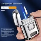 Mini Metal Lighter Windproof Jet Torch with Two Flame Types Accessory for Men's
