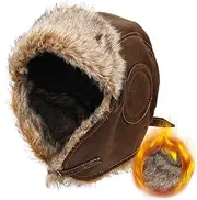 [PRESTIGE VOYAGER] Trapper Warm Hat Winter Skiing Cap Women Men Windproof Classic Brown, Classic Brown, One Size