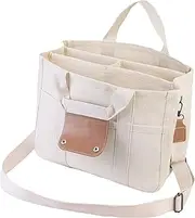 Work Bags, Mom Bag, Canvas Diaper Bag with Compartment, Diaper Bag, Backpack and Handbag, Fashion Multifunctional Shoulder Bag for Mom and Baby for Women, White, Siehe Beschreibung
