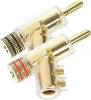 TEHAUX Banana Plugs for Speaker Wire Terminal Speaker Connectors Right Angle Plug Adapter for Sound Systems