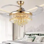 DRAMNYO 42'' Fandelier Ceiling Fans with Lights and RemoteGold Fan LightLED L...