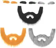 SAFIGLE 3Sets Self Adhesive Fake Beard and Eyebrows Set of Lifelike Costume Accessories for Halloween Cosplay Dwarf Gnome Dress Up Easy Application Creative Expression