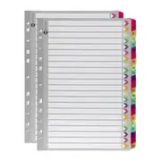 2x Marbig A-Z Tab Fluoro A4 Ring Binder Plastic Divider Indices/Page Organiser
