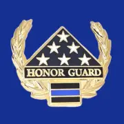 FLAG-LAW ENFORCEMENT RIBN-LEAF HONOR GUARD PIN: 1-1/2" size, 10K Gold, Item #138