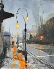Original PAUL MITCHELL Oil Art Painting Urban Impressionism 10" X 12" z