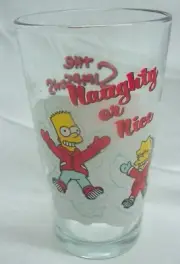 The Simpsons CHRISTMAS "NAUGHTY OR NICE" BART & LISA 5" PINT DRINKING GLASS NEW