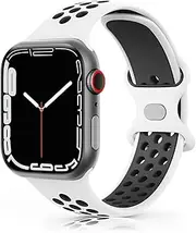 Sport Bands Compatible with Apple Watch Band 38mm 40mm 41mm 42mm 44mm 45mm 49mm 46mm Women Men, Soft Silicone Waterproof Breathable Strap for iWatch Apple Watch Series 10 9 Ultra 8 7 6 5 4 3 2 1 SE