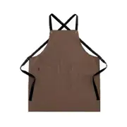 Catzon Canvas Cross Back Apron with Adjustable Straps and Pockets for Kids Adult-Coffee