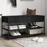 Shoe Storage Bench, Hallway Bench for Living Room Bedroom Hall, 100 x 42.5 x 50 cm, Engineered Wood + Metal