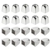 30Pcs 4mm Metal Bell Stopper Square Cord Ends Lock Rope Fastener, Silver