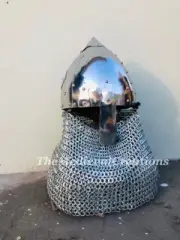 Medieval Steel Chainmail Helmet, Aventail Helmet Armor, Battle Warrior Helmet