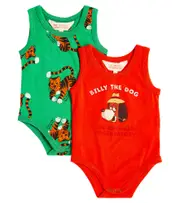 [The Animals Observatory] The Animals Observatory Baby set of 2 printed cotton bodysuits M 18 red