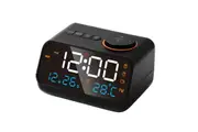 Digital Alarm Clock with FM Radio for Bedroom with 2 Charging Port Sleep Sound Machines with Timer-Black