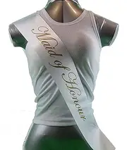 Sashes Hens Sash Party White/Gold - Maid Of Honour One Size Maid of Honour