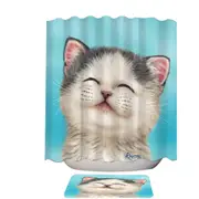 Adorable Smiling Kitten for Kids Shower Curtain