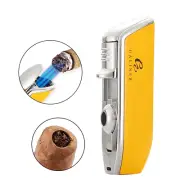 Galiner Windproof Triple Flame Jet Cigar Lighter W/ Punch Metal Torch Lighters