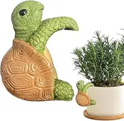 LeoLeozz Plant Pot Decorations Huggers, Small Turtle Hanger for Planter, Animal Flower Pot Hugger Figurine, Decor for Garden Yard Fence Balcony Home
