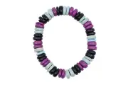 Coconut Shell Bracelet - 7", Purple, Blue, Black Coconut (Thick), Hawaiian Surf