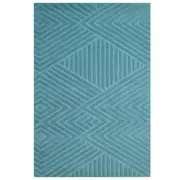 Contemporary Modern Wool Rug-Illusion 6392-Teal Blue