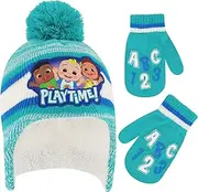 Toddler Winter Hat and Mitten, Kids Beanie with Sherpa Lining Set, JJ, TomTom & Yoyo, for Ages 2-4, Cocomelon, Age 2-4
