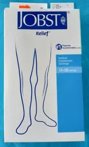 JOBST RELIEF COMPRESSION STOCKINGS 15-20- mmhg BLACK LG FULL CALF NIB