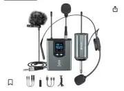 UHF Wireless Microphone System Headset Mic/Stand Mic/Lavalier Lapel Mic with ...