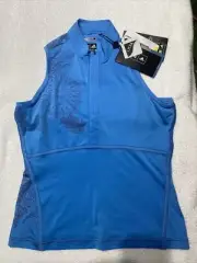 Adidas ClimaCool Women's Blue Floral Athletic Sleeveless Golf Polo Top S NWT