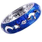 DESIGNER REPLICA *MOON_STARS*_BLUE ENAMEL_BAND RING_SZ-8__925 STERLING SILVER