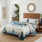 Tommy Bahama Quilt 1-Piece Full/Queen Reversible Aloha Pineapple Blue Floral