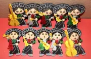 3D MARIACHI GLITTER BIRTHDAY PARTY SUPPLY DECORATION FOAM FOMI FIGURES 10 PC GRL