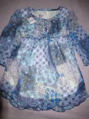 Nwt Justice blue and purple floral chiffon top girls 10 free ship USA