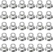 [uxcell] 8mm Bead Caps, 50 Pcs Bead Cap Bail Pendant Bead End Caps Charm Ornament Caps with Loop Stainless Steel for Jewelry Making DIY Necklace Earrings Bracelet Pearl, Silvery