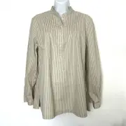 SPORTSCRAFT shirt women’s sz 14 striped beige classic chic peasant boho business