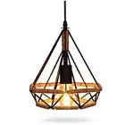 Vintage Industrial Metal Cone Shade Hemp Rope Lamp Ceiling Pendant Light