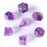 Galactic Dice HD Dice Sets - Electric Ivy (Purple & Gold) Acrylic Set of 7 Dice