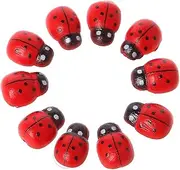 Kimnny Garden Decoration, 10 Pieces Mini Ladybird Red Beetle Ladybug Fairy Doll House Garden Decor Ornament