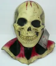 Bloody Skull Halloween Mask Ghoulish Bones Skinned Skeleton Grin Monster Creepy