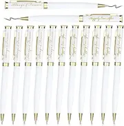 Fumete Wedding Pens Ballpoint Bridal Party Black Ink Twist Ballpoint Pens, Always and Forever Sign Wedding Pens for Bridal Shower Proposal Bachelor Slumber Party Game Favor(12 Pcs)