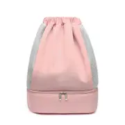 Nevenka Womens Drawstring Bag Large Wet and Dry Separation Backpack-Pink
