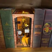 DIY Book Nook Shelf Insert, Light Up Coffee Shop, Book Shelf Decor
