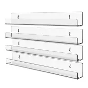 4Pcs Acrylic Clear Floating Bookshelf,Invisible Wall Mounted Bookshelf8928