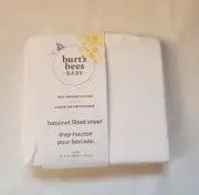 Burt's Bees Baby Bassinet Fitted Sheet White Organic Cotton Jersey Nursery NEW