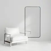 Modern Black Aluminium Frame Mirror Rounded Edge Rectangular Design Full Length Home Dècor 60x120cm Ideal for Living Room Bedroom Hallway