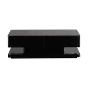 Stylish Coffee Table High Gloss Finish in Shiny Black Colour with 4 Drawers Storage