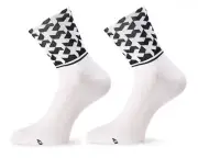 ASSOS Evo8 Monogram Cycling Bike Socks Small US 4-6, EUR 35-38 Black & White New